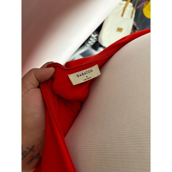 Aritzia Dress Women's size 4 Small Red Off the shoulder Ruslan Babaton Cocktail - Picture 3 of 3